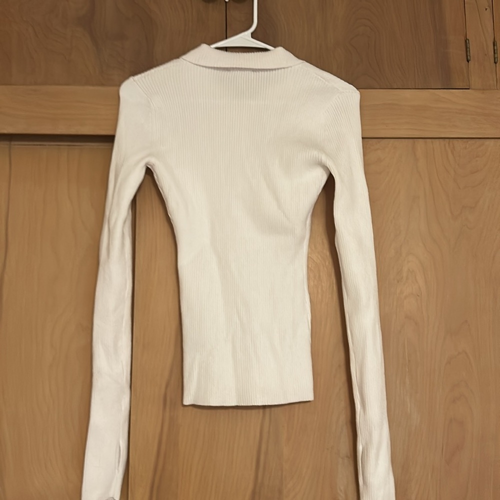 Edikted Cream Ribbed Button-Down Shirt - Picture 4 of 4
